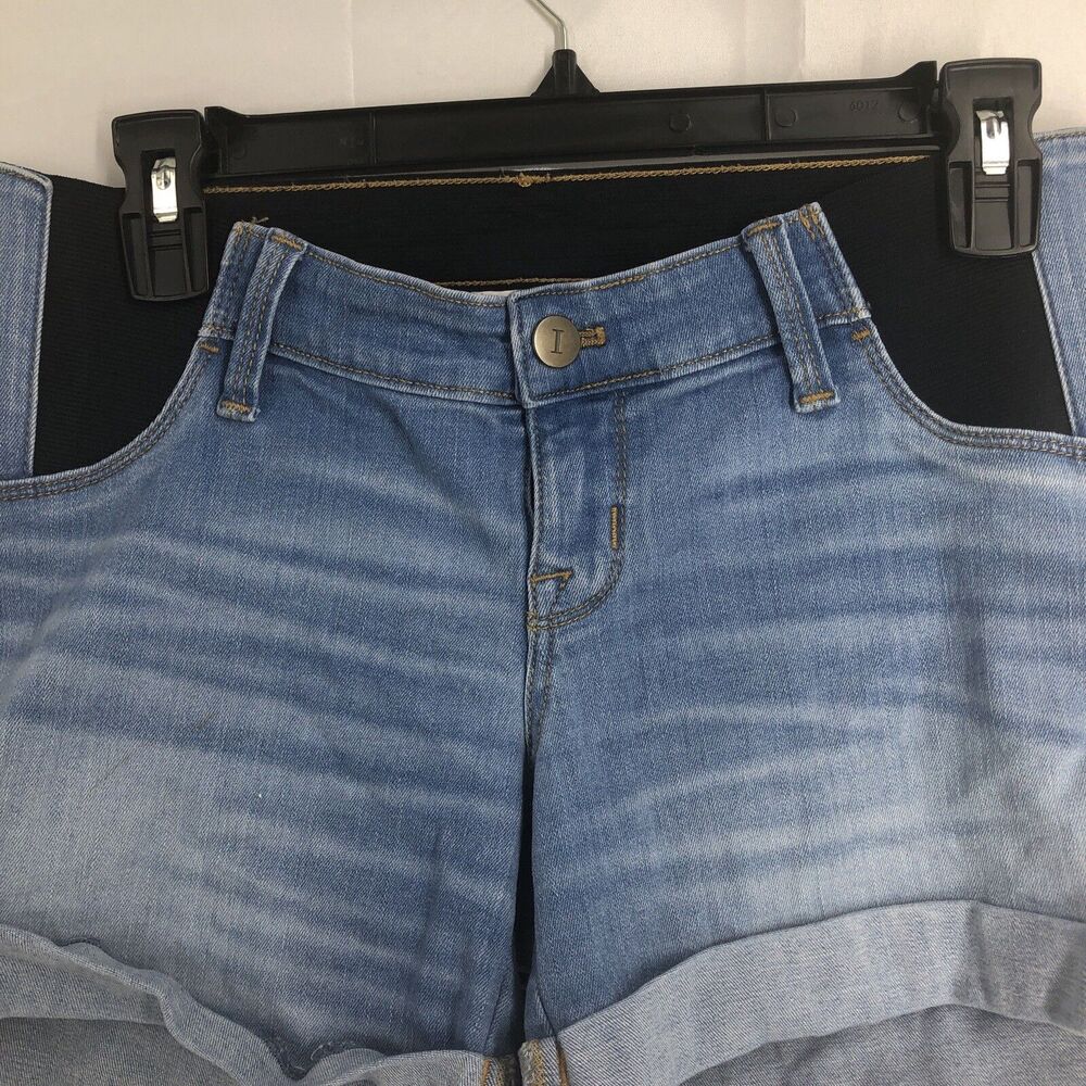 Isabel Maternity New Women's Size 2 Midi Light Wash 4" Inseam Stretch Shorts